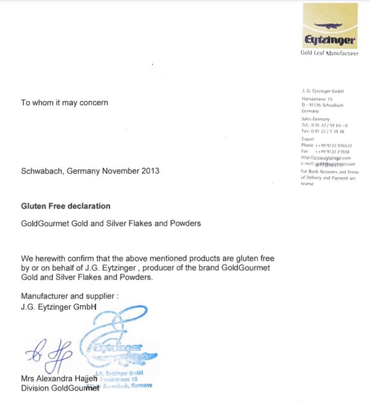 Gluten-Free Certificate Gold